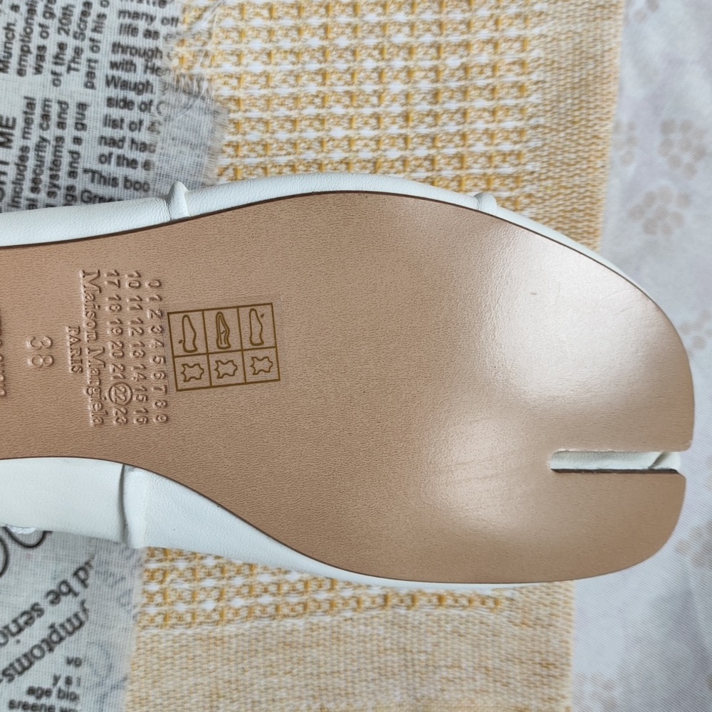 Maison Martin Margiela White Leather Mules with Brown Strap - Picture 10 of 11